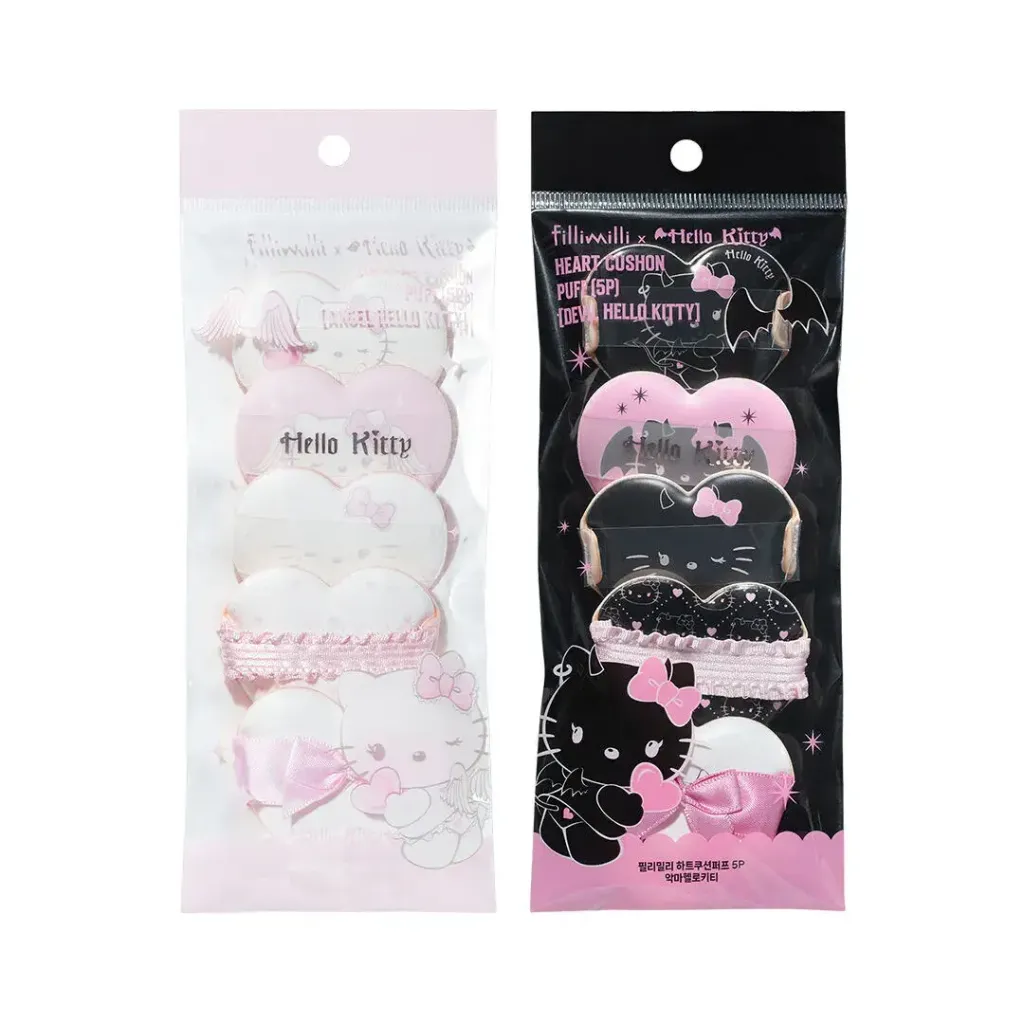 JuzBeauty-JuzBeautyMalaysia-JuzPretty-Authentic-Kbeauty-Malaysia-Skin-Care-Cosmetics-Jbeauty-Health-Care-korean-streetwear-fillimilli x HELLO KITTY ANGEL & DEVIL Heart Cushion Pang Pang Puff 联名限量款 爱心粉扑5件套2