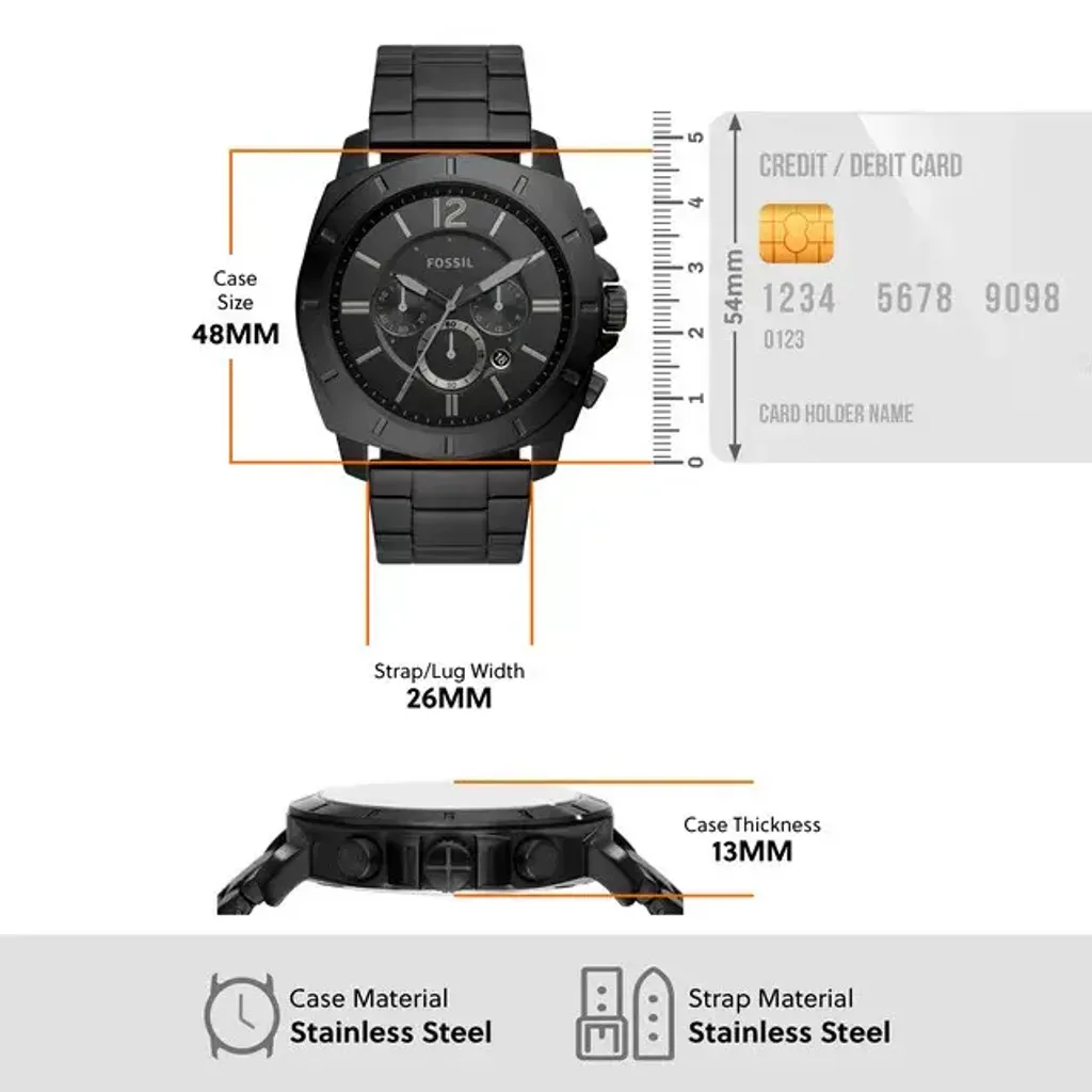 JuzBeauty_JuzBeautyMalaysia_JuzPretty_Authentic_Kbeauty_Malaysia_Skin_Care_Cosmetics_Jbeauty_Health_Care_korean_streetwear_US_Luxury_FOSSIL BQ2759 Privateer Chronograph Black Stainless Steel Watch 男款手表5