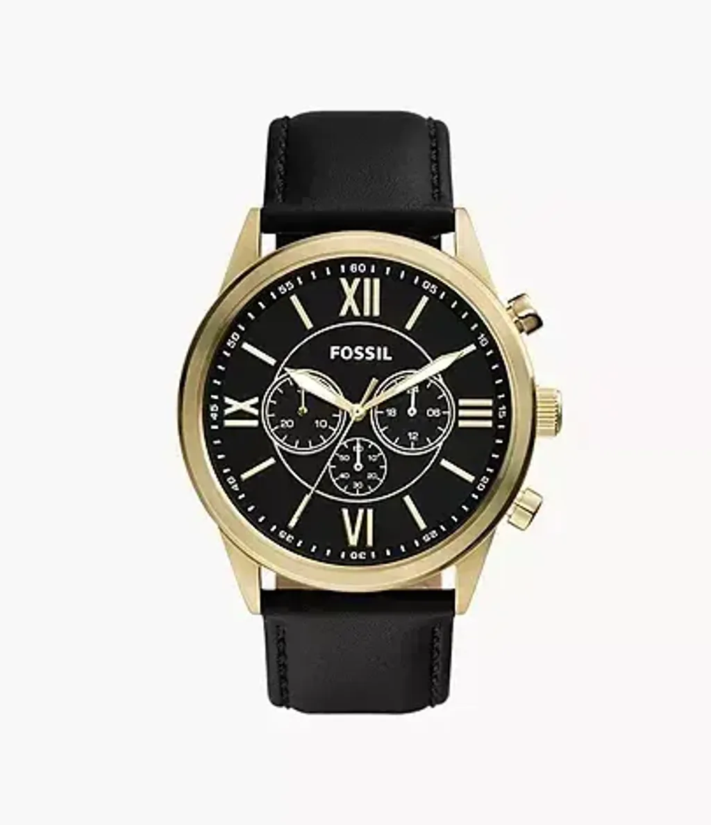 JuzBeauty_JuzBeautyMalaysia_JuzPretty_Authentic_Kbeauty_Malaysia_Skin_Care_Cosmetics_Jbeauty_Health_Care_korean_streetwear_US_Luxury_FOSSIL BQ2823 48mm Flynn Chronograph Black Leather Watch 男款手表2