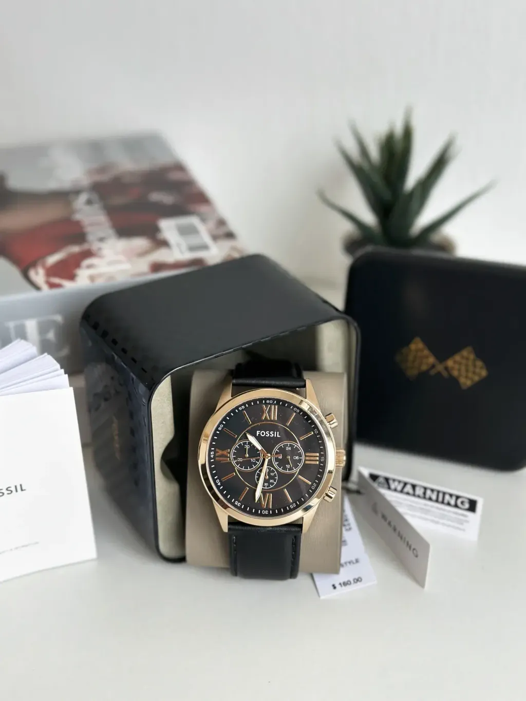 JuzBeauty_JuzBeautyMalaysia_JuzPretty_Authentic_Kbeauty_Malaysia_Skin_Care_Cosmetics_Jbeauty_Health_Care_korean_streetwear_US_Luxury_FOSSIL BQ2823 48mm Flynn Chronograph Black Leather Watch 男款手表4