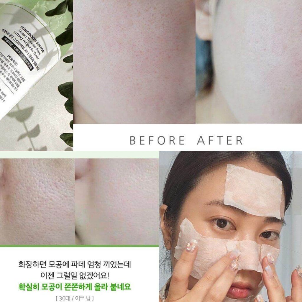JuzBeauty-JuzBeautyMalaysia-JuzPretty-Authentic-Kbeauty-Malaysia-Skin-Care-Cosmetics-Jbeauty-Health-Care-korean-streetwear-Olive Young SUNGBOON EDITOR Green Tomato Pore Lifting Ampoule Toner 绿番茄零毛孔紧致爽肤水15