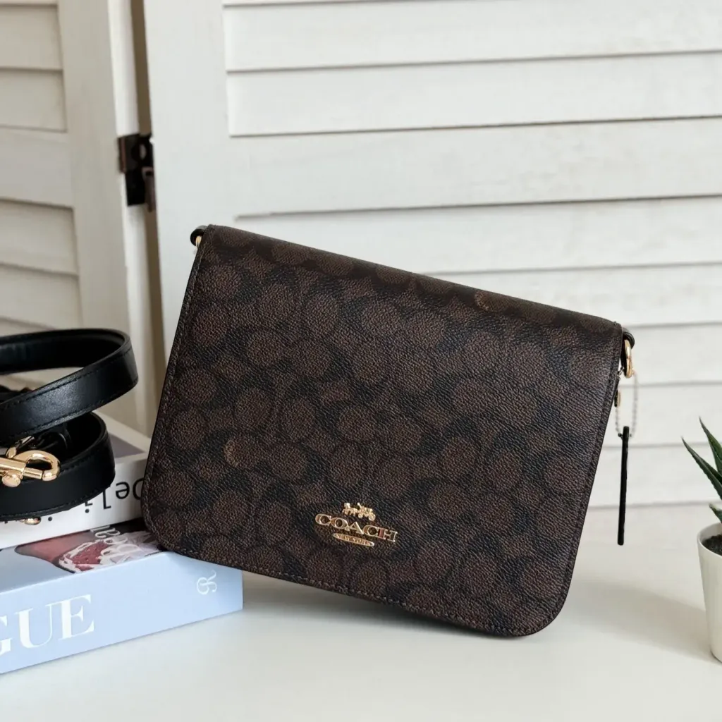 JuzBeauty_JuzBeautyMalaysia_JuzPretty_Authentic_Kbeauty_Malaysia_Skin_Care_Cosmetics_Jbeauty_Health_Care_korean_streetwear_US_Luxury_COACH CZ770 Quinn Bag In Signature Canvas In Walnut:Black 斜挎包1