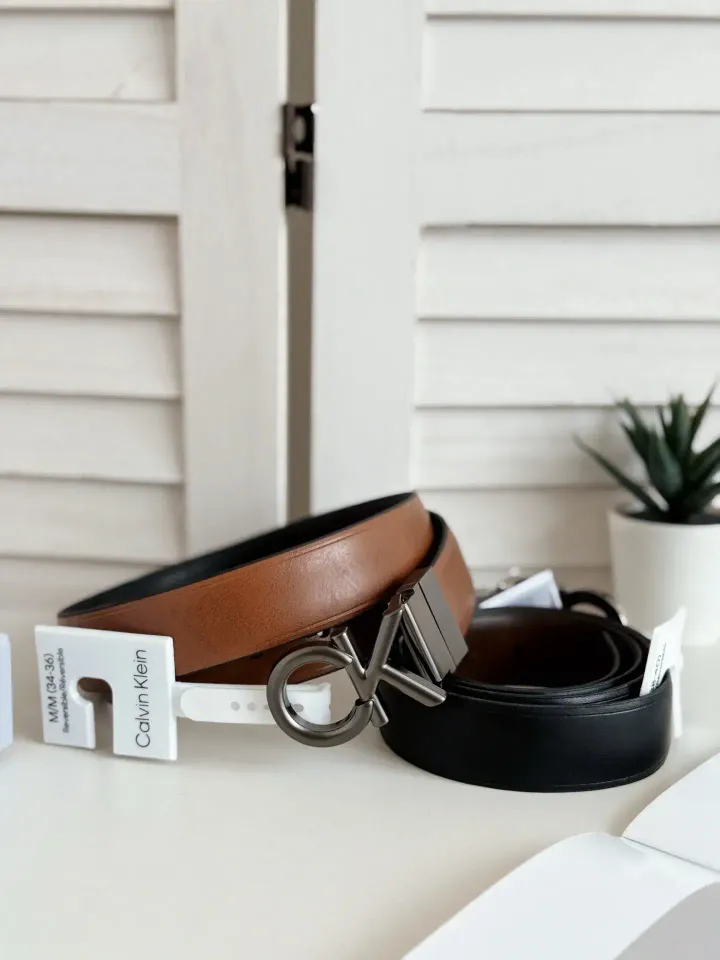 JuzBeauty_JuzBeautyMalaysia_JuzPretty_Authentic_Kbeauty_Malaysia_Skin_Care_Cosmetics_Jbeauty_Health_Care_korean_streetwear_US_Luxury_CALVIN KLEIN 41000015093 Signature Belt In Black Light Brown 男款腰带2