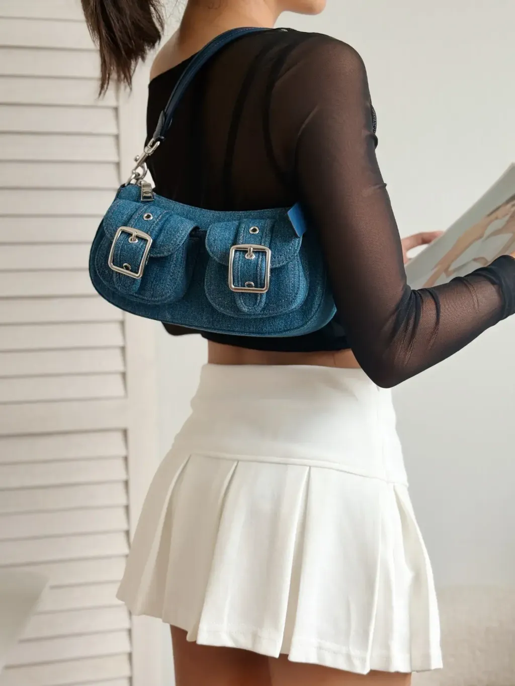 JuzBeauty_JuzBeautyMalaysia_JuzPretty_Authentic_Kbeauty_Malaysia_Skin_Care_Cosmetics_Jbeauty_Health_Care_korean_streetwear_US_Luxury_COACH CAK44 Ashton Bag In Denim 法棍包1