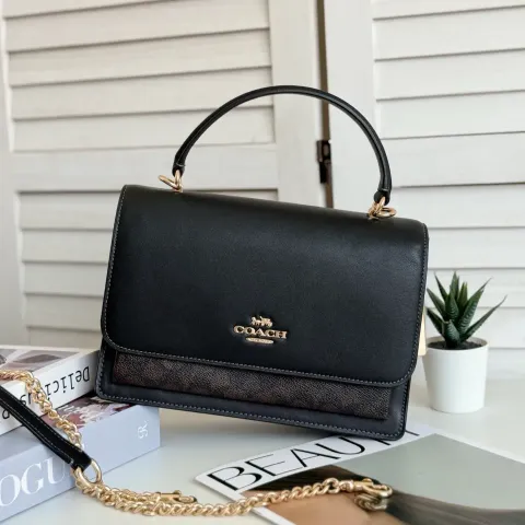 JuzBeauty_JuzBeautyMalaysia_JuzPretty_Authentic_Kbeauty_Malaysia_Skin_Care_Cosmetics_Jbeauty_Health_Care_korean_streetwear_US_Luxury_COACH CY687 Klare Top Handle Bag In Signature Canvas In Walnut Black 风琴包11