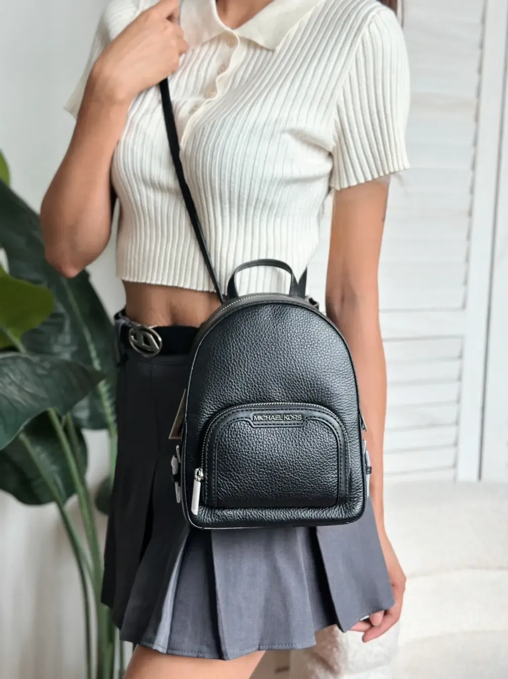 JuzBeauty_JuzBeautyMalaysia_JuzPretty_Authentic_Kbeauty_Malaysia_Skin_Care_Cosmetics_Jbeauty_Health_Care_korean_streetwear_US_Luxury_MICHAEL KORS 35T2S8TB1L Jaycee Mini Pebbled Leather Backpack In Black 迷你背包1