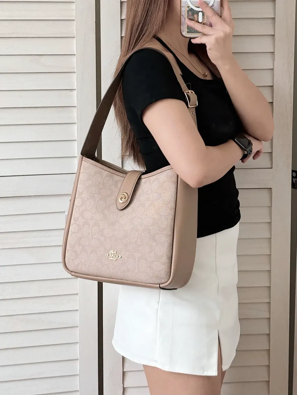 JuzBeauty_JuzBeautyMalaysia_JuzPretty_Authentic_Kbeauty_Malaysia_Skin_Care_Cosmetics_Jbeauty_Health_Care_korean_streetwear_US_Luxury_COACH CAK50 Hadley Convertible Crossbody Bag With Signature Canvas In Dark Natural Multi 斜挎包2