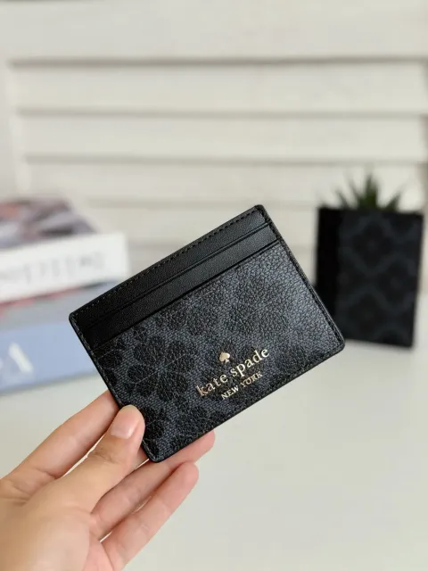 JuzBeauty_JuzBeautyMalaysia_JuzPretty_Authentic_Kbeauty_Malaysia_Skin_Care_Cosmetics_Jbeauty_Health_Care_korean_streetwear_US_Luxury_KATE SPADE KI371 Spade Flower Small Slim Card Holder In Black 女款卡包2