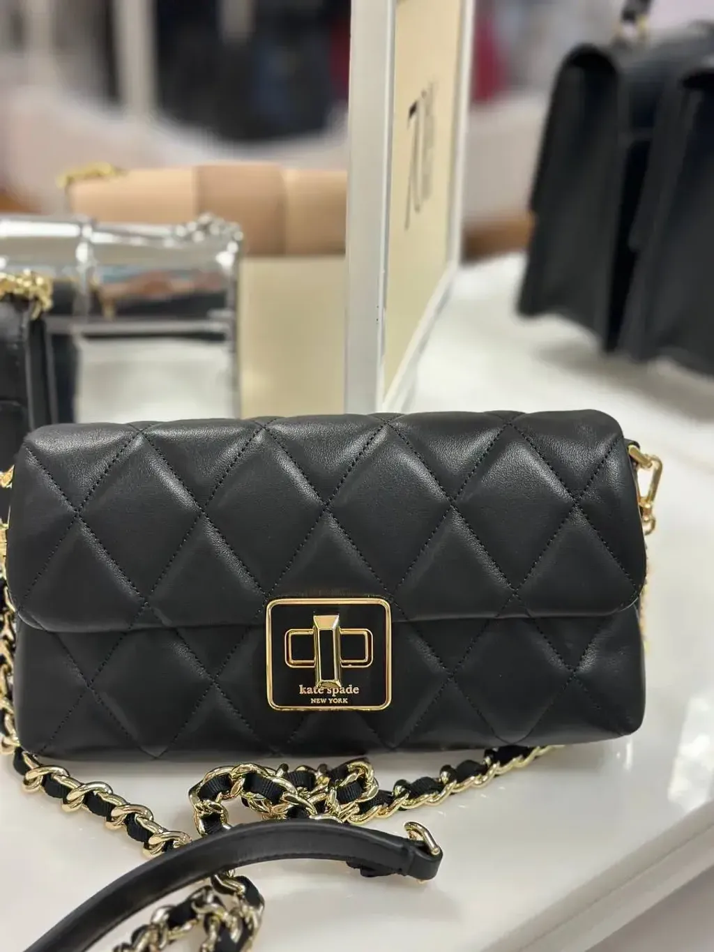 JuzBeauty_JuzBeautyMalaysia_JuzPretty_Authentic_Kbeauty_Malaysia_Skin_Care_Cosmetics_Jbeauty_Health_Care_korean_streetwear_US_Luxury_KATE SPADE KM531 Carey Quilted Mini Crossbody In Black 斜挎包6
