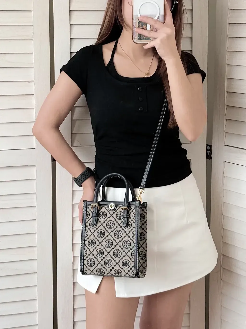 JuzBeauty_JuzBeautyMalaysia_JuzPretty_Authentic_Kbeauty_Malaysia_Skin_Care_Cosmetics_Jbeauty_Health_Care_korean_streetwear_US_Luxury_TORY BURCH 87146 T Monogram Jacquard Mini Tote Bag In Navy 托特包6