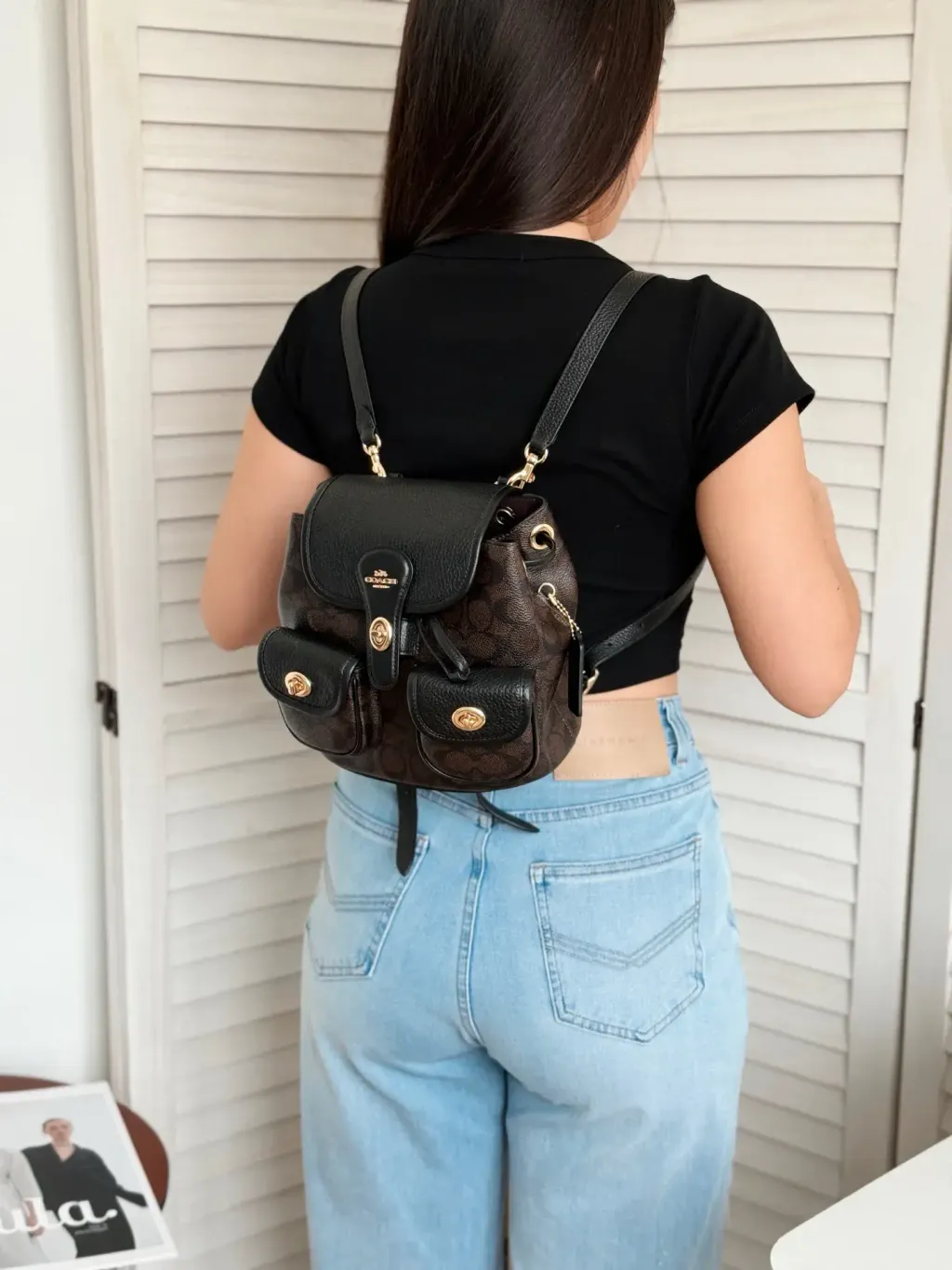 JuzBeauty_JuzBeautyMalaysia_JuzPretty_Authentic_Kbeauty_Malaysia_Skin_Care_Cosmetics_Jbeauty_Health_Care_korean_streetwear_US_Luxury_COACH CBH10 Hadley Backpack In Signature Canvas Walnut:Black 背包2