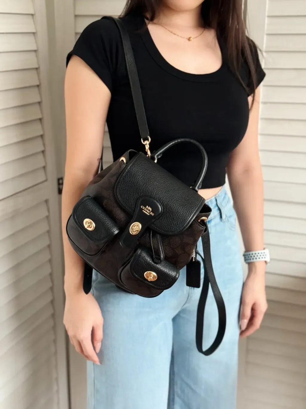 JuzBeauty_JuzBeautyMalaysia_JuzPretty_Authentic_Kbeauty_Malaysia_Skin_Care_Cosmetics_Jbeauty_Health_Care_korean_streetwear_US_Luxury_COACH CBH10 Hadley Backpack In Signature Canvas Walnut:Black 背包1