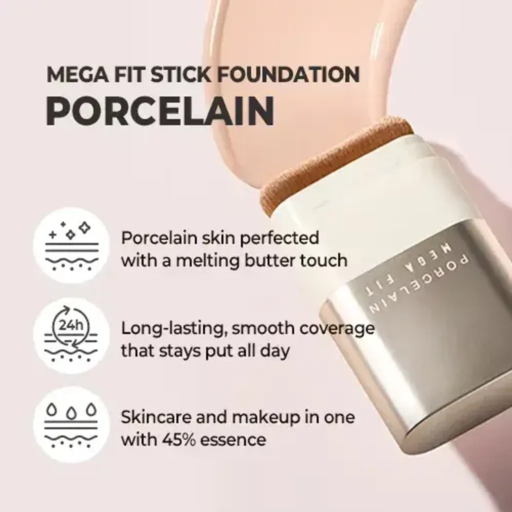 JuzBeauty-JuzBeautyMalaysia-JuzPretty-Authentic-Kbeauty-Malaysia-Skin-Care-Cosmetics-Jbeauty-Health-Care-korean-streetwear-CHOSUNGAH Mega Fit Stick Foundation Master Porcelain 陶瓷光泽粉底棒15