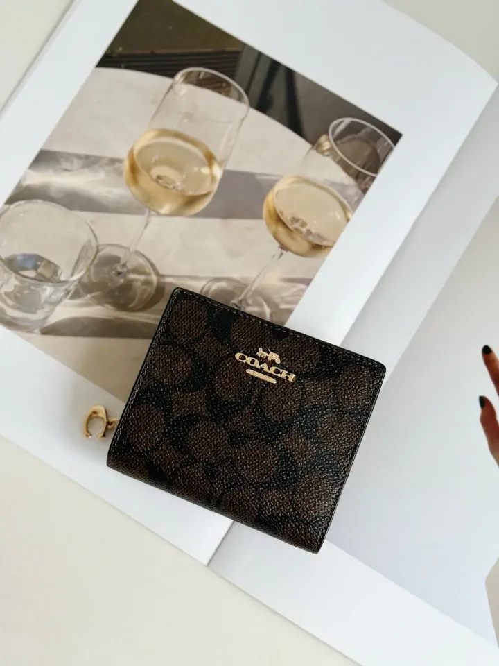 JuzBeauty-JuzBeautyMalaysia-JuzPretty-Authentic-Kbeauty-Malaysia-Skin-Care-Cosmetics-Jbeauty-Health-Care-korean-streetwear-COACH C3309 Snap Wallet In Signature Canvas Brown Black 多功能钱包1