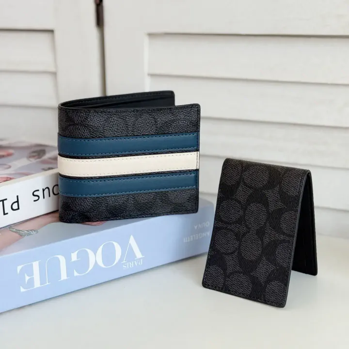 JuzBeauty_JuzBeautyMalaysia_JuzPretty_Authentic_Kbeauty_Malaysia_Skin_Care_Cosmetics_Jbeauty_Health_Care_korean_streetwear_US_Luxury_COACH CW385 3-In-1 Wallet In Signature Canvas With Varsity Stripe In Denim : Chalk 男款钱包7