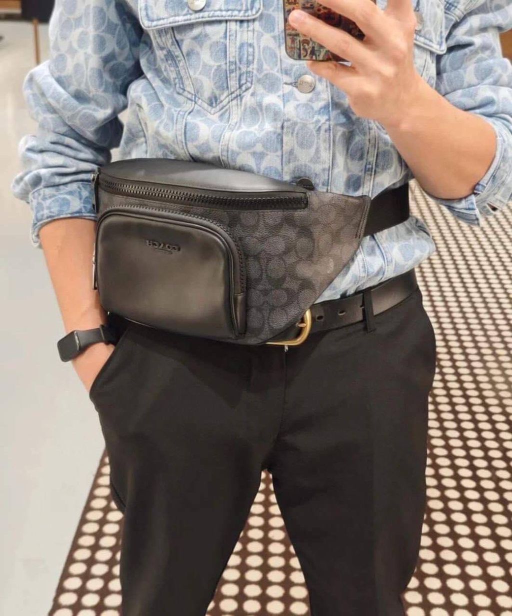JuzBeauty_JuzBeautyMalaysia_JuzPretty_Authentic_Kbeauty_Malaysia_Skin_Care_Cosmetics_Jbeauty_Health_Care_korean_streetwear_US_Luxury_COACH CT714 Racer Belt Bag In Signature Charcoal-Black 男款胸包4