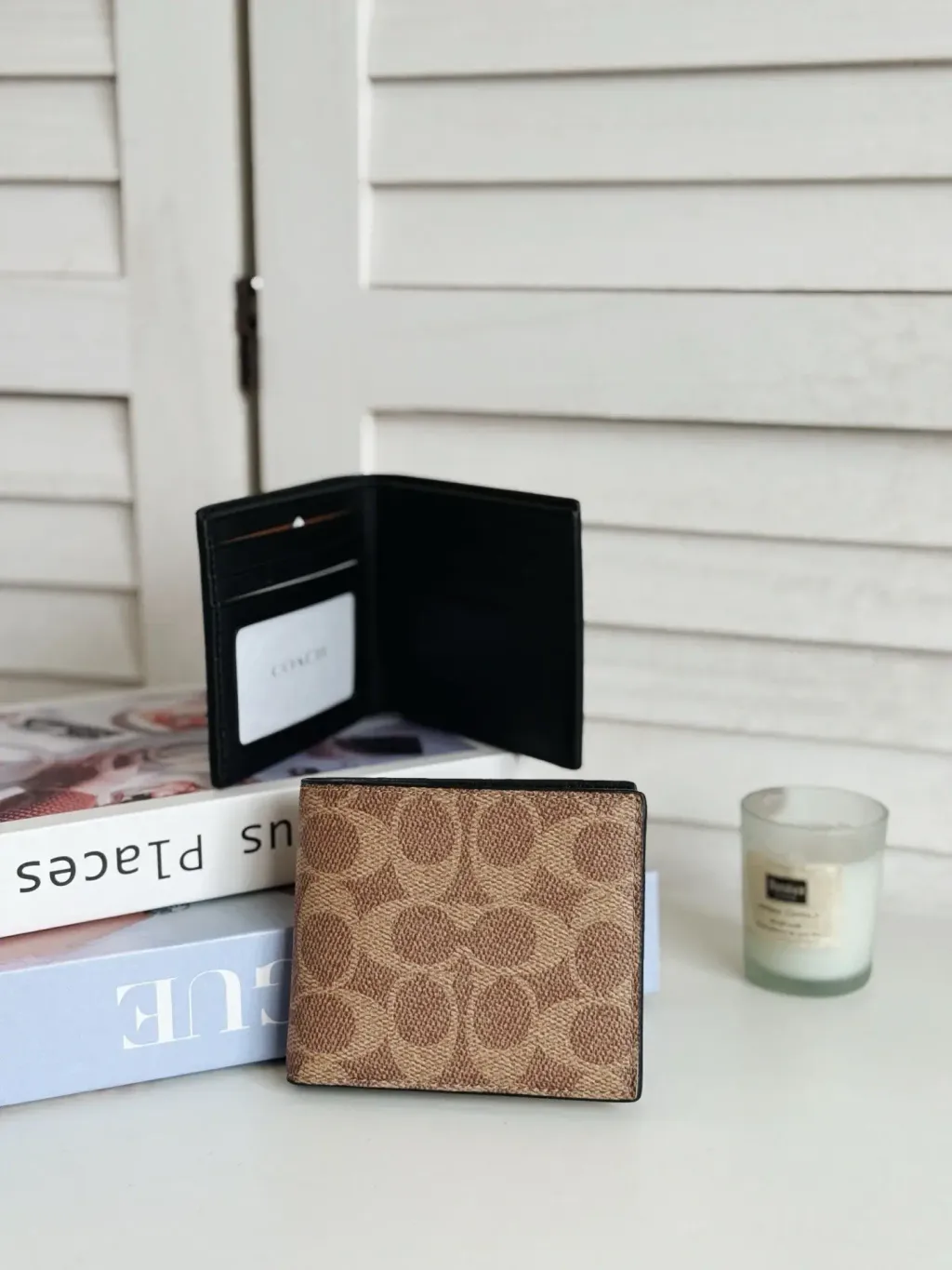JuzBeauty_JuzBeautyMalaysia_JuzPretty_Authentic_Kbeauty_Malaysia_Skin_Care_Cosmetics_Jbeauty_Health_Care_korean_streetwear_US_Luxury_COACH CY394 ID Billfold Wallet In Signature Canvas In Tan:Black 男款钱包6
