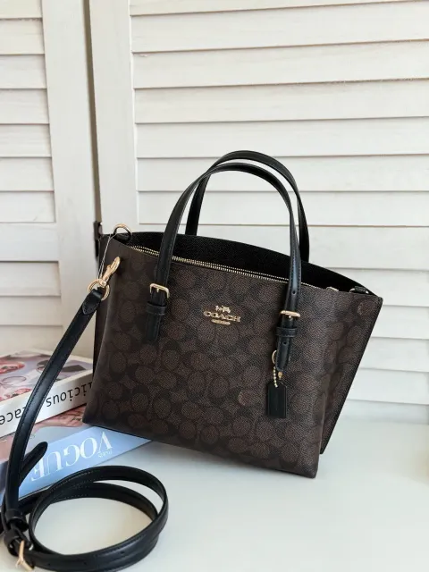 JuzBeauty_JuzBeautyMalaysia_JuzPretty_Authentic_Kbeauty_Malaysia_Skin_Care_Cosmetics_Jbeauty_Health_Care_korean_streetwear_US_Luxury_COACH CV965 Mollie Tote Bag 25 In Signature Canvas In Walnut:Black 托特包5