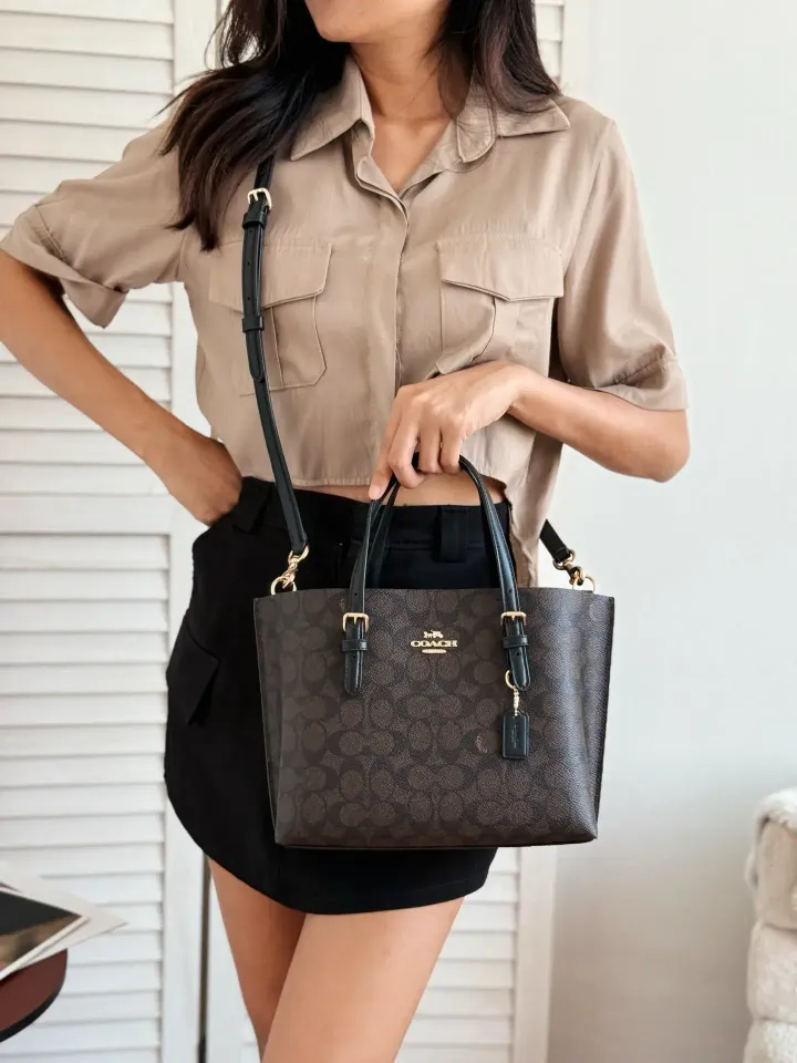 JuzBeauty_JuzBeautyMalaysia_JuzPretty_Authentic_Kbeauty_Malaysia_Skin_Care_Cosmetics_Jbeauty_Health_Care_korean_streetwear_US_Luxury_COACH CV965 Mollie Tote Bag 25 In Signature Canvas In Walnut:Black 托特包2