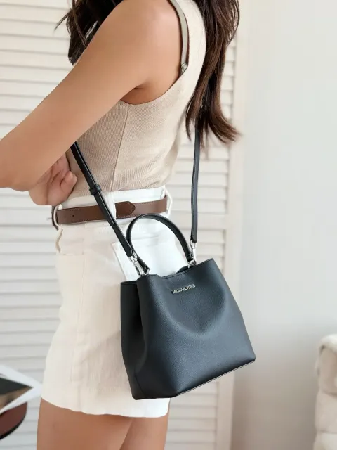 JuzBeauty_JuzBeautyMalaysia_JuzPretty_Authentic_Kbeauty_Malaysia_Skin_Care_Cosmetics_Jbeauty_Health_Care_korean_streetwear_US_Luxury_MICHAEL KORS 35S4S3FM5T Pratt Small Convertible Shoulder Bag In Black 水桶包1