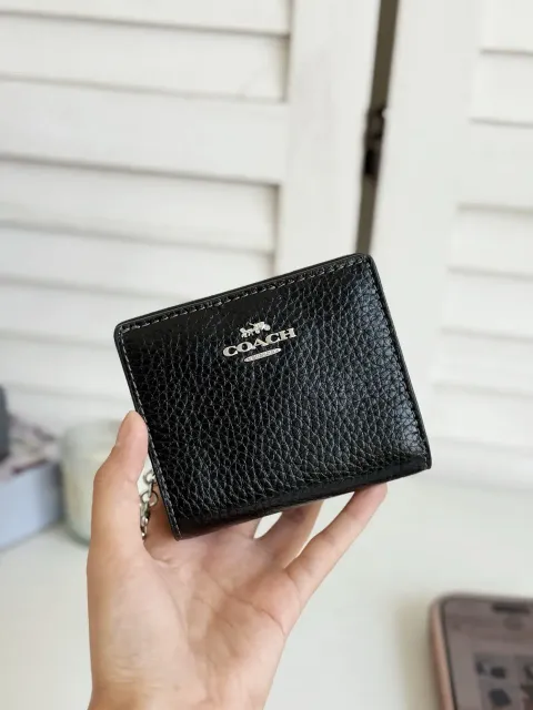 JuzBeauty_JuzBeautyMalaysia_JuzPretty_Authentic_Kbeauty_Malaysia_Skin_Care_Cosmetics_Jbeauty_Health_Care_korean_streetwear_US_Luxury_COACH CBO77 Snap Wallet Leather In Sv:Black 钱包2