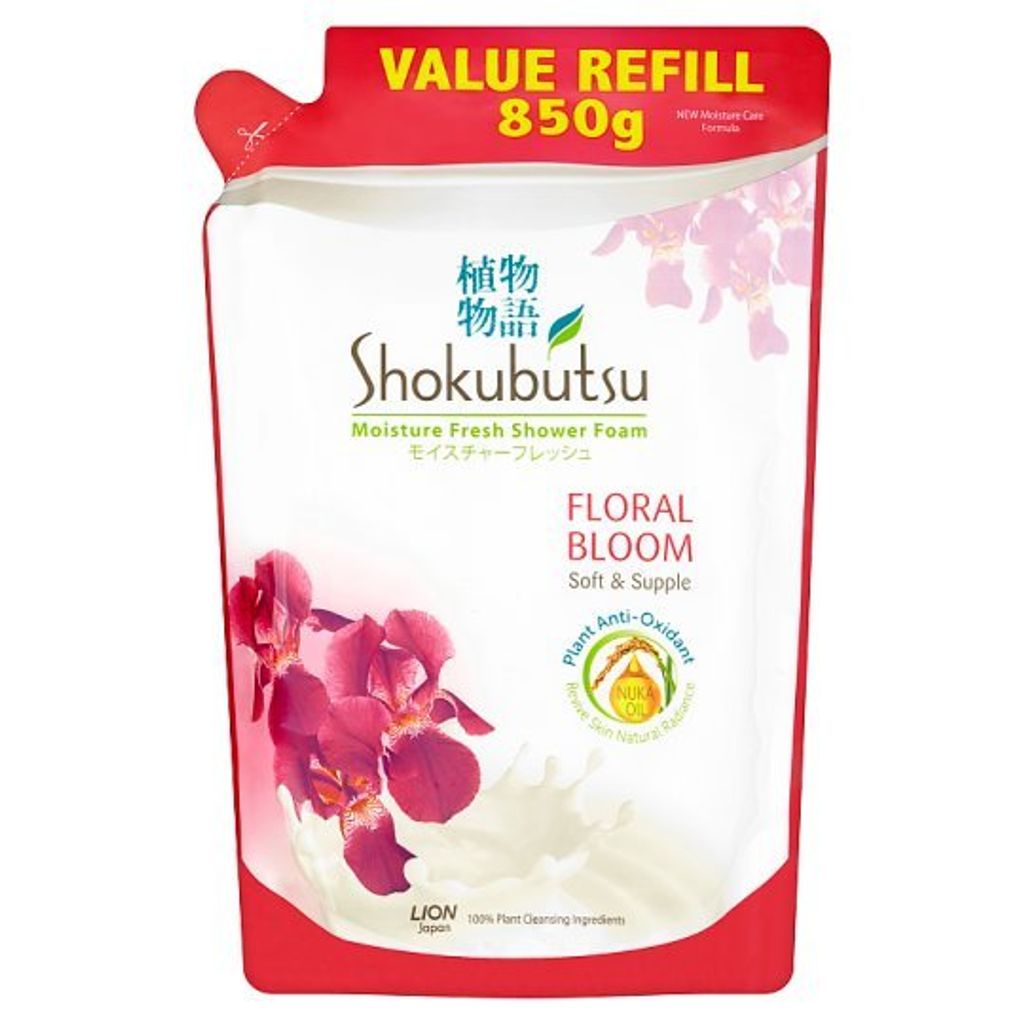 Lion-Shokubutsu-Floral-Bloom-Moisture-Fresh-Shower-Foam-Value-Refill-850g