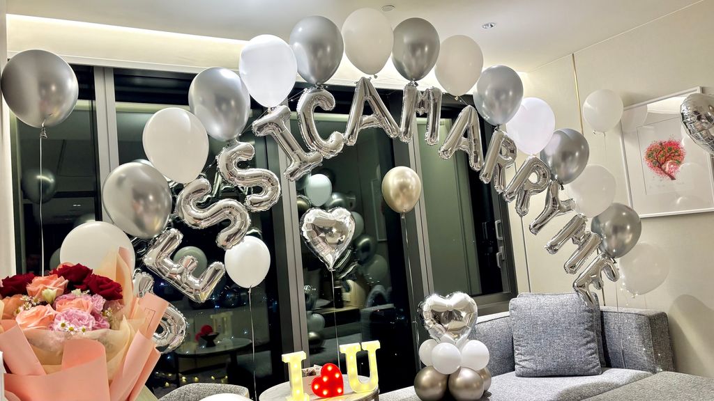 浪漫驚喜氣球求婚佈置