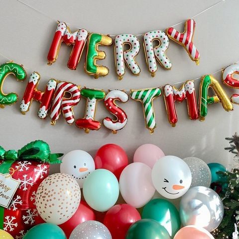 聖誕快樂印花字母氣球