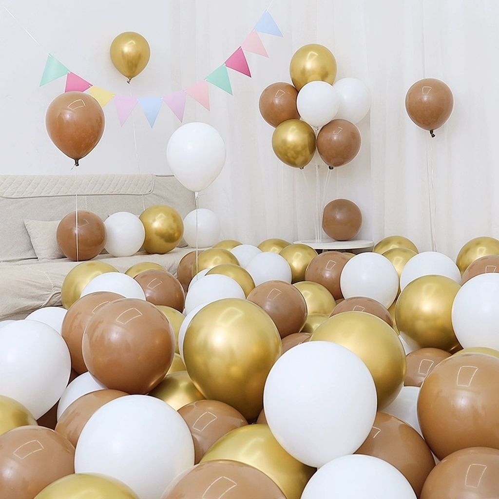 台北生日派對裝飾氣球 奶茶色系氣球套組