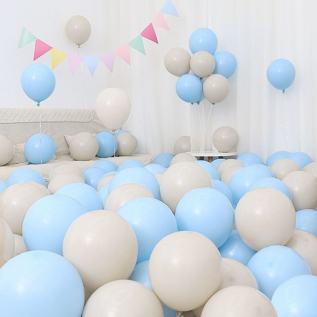 台中生日派對佈置氣球 奶茶色系氣球套組
