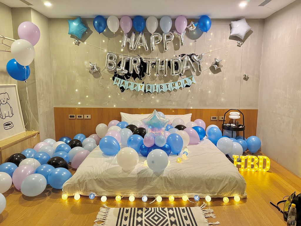 生日氣球佈置史迪奇配色版