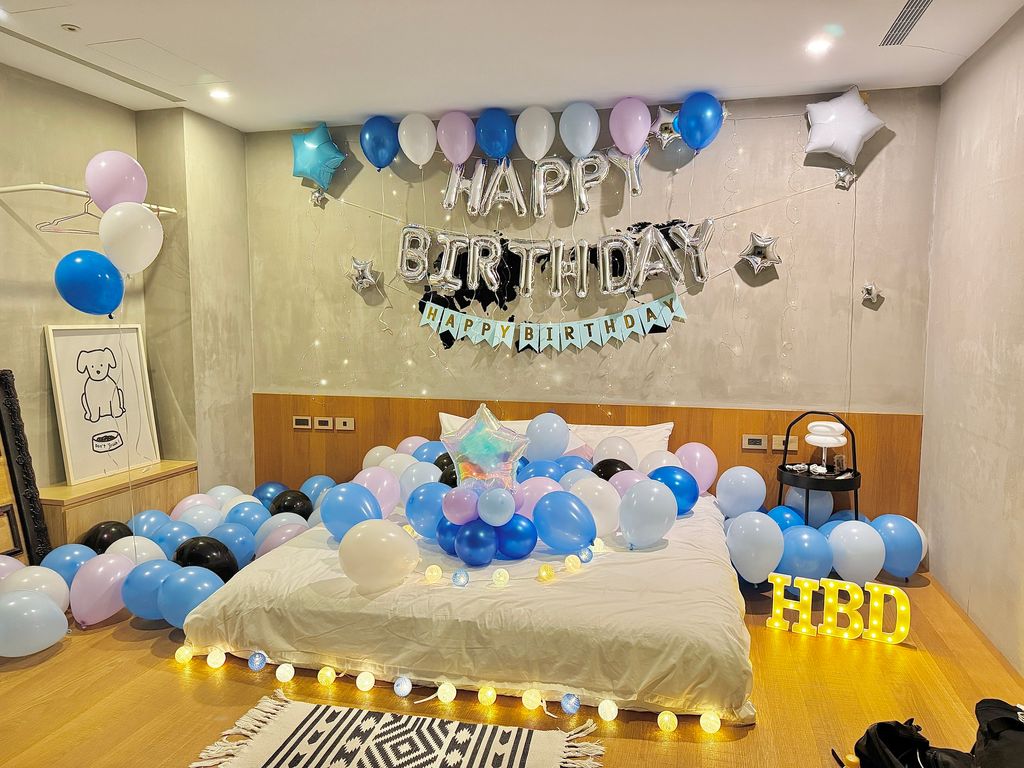 氣球生日佈置史迪奇配色版