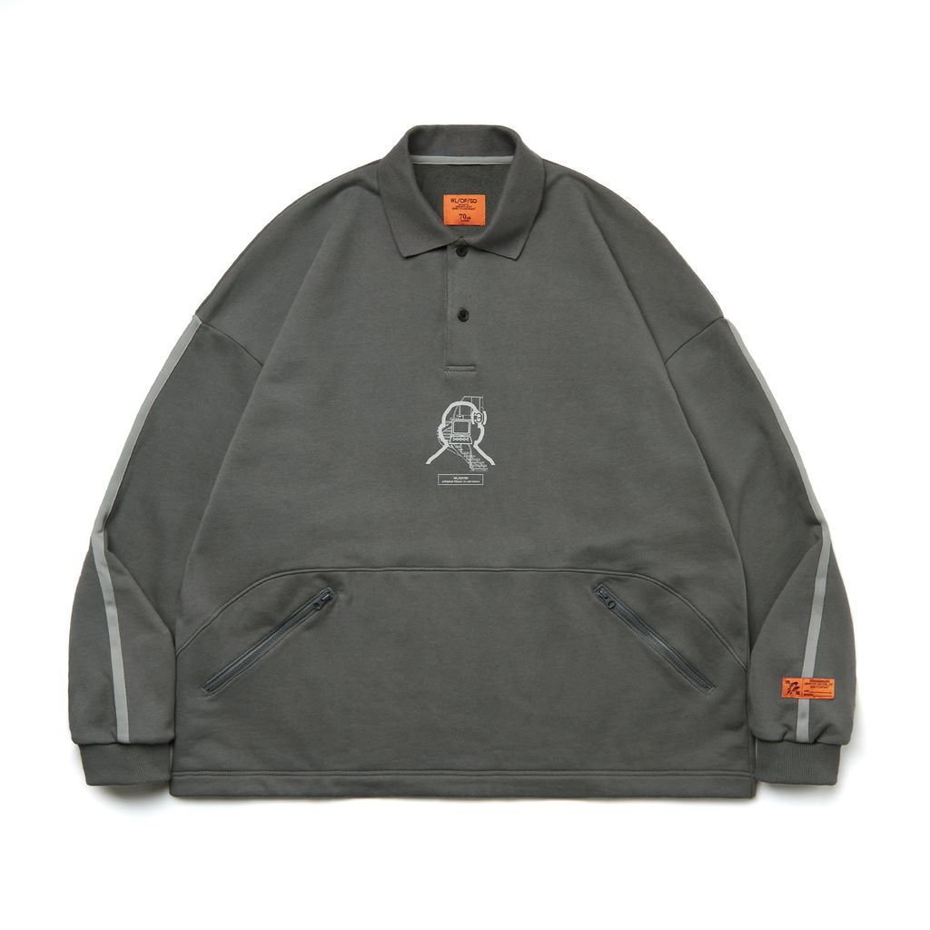 Wall of Sound - BWF-59 “W-SPIRAL” Polo Sweatshirt - Charcoal