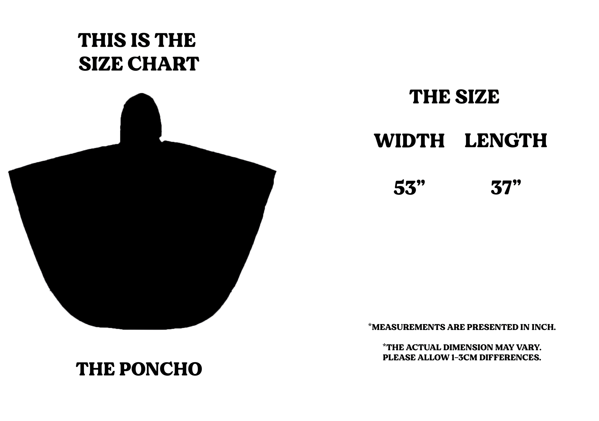 Poncho Size Chart