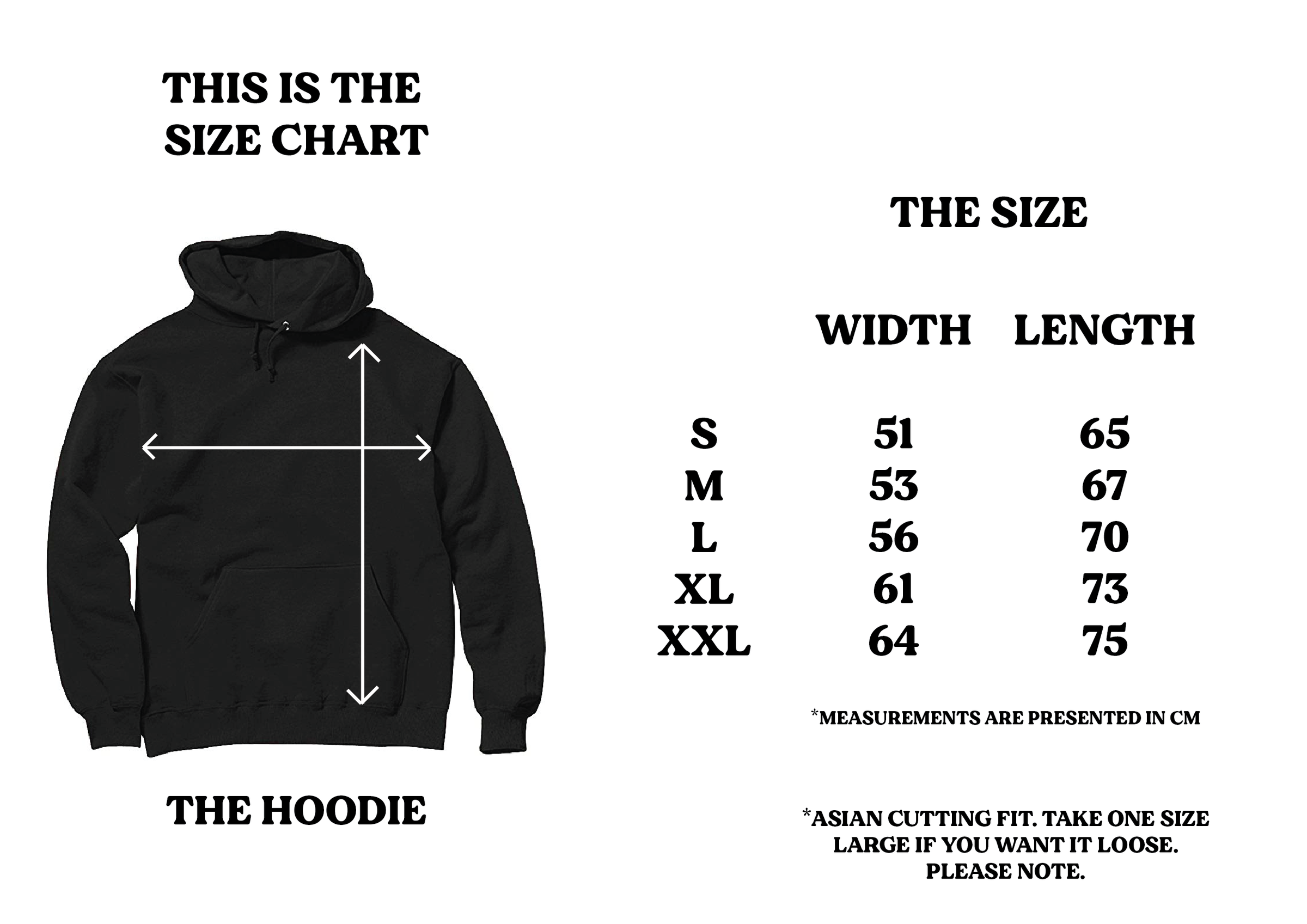 Hoodie Size chart