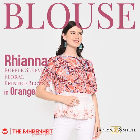 A09-Rhianna-Jaclyn-Smith-Ruffle-Sleeve-Floral-Prnted-Blouse-Orange