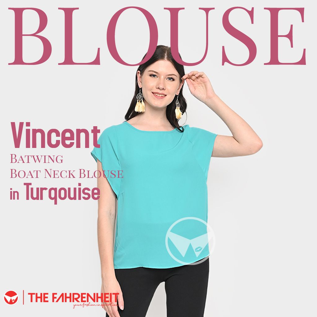 A12-Vincent-New-Direction-Collection-Batwing-Boat-Neck-Blouse-Tourqouise