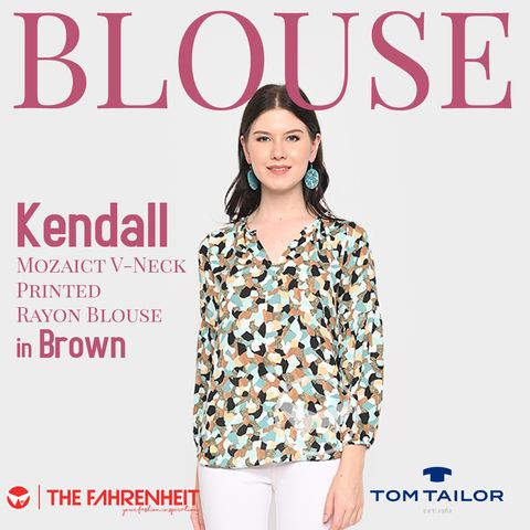 A38-Kendall-Tom-Tailor-Mozaict-V-Neck-Printed-Rayon-Blouse-Brown