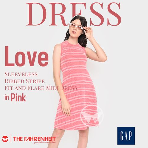 A66-Love-GAP-Sleeveless-Ribbed-Stripe-Fit-and-Flare-Midi-Dress-Pink