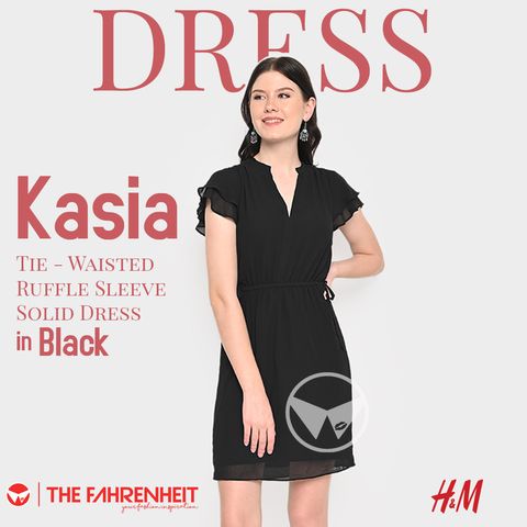 A70-Kasia-H-M-Tie-Waisted-Ruffle-Sleeve-Solid-Dress-Black