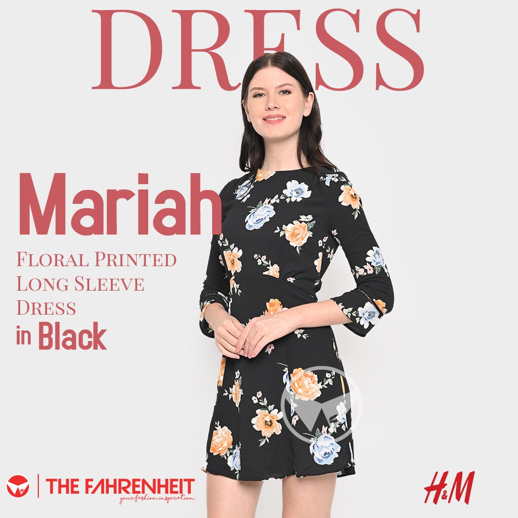 A71-Mariah-HM-Floral-Printed-Long-Sleeve-Dress-Black