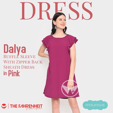 A73-Dalya-Maurices-Ruffle-Sleeve-With-Zipper-Back-Sheath-Dress-Pink