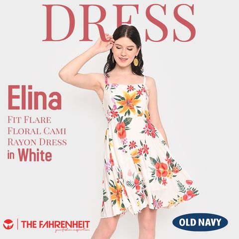 A77-Elina-Old-Navy-Fit-Flare-Floral-Cami-Rayon-Dress-White