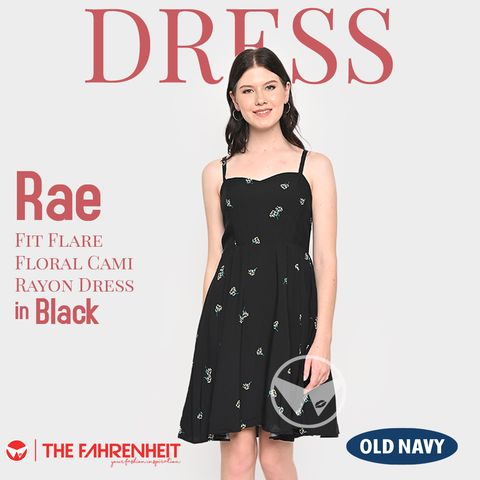 A79-Rae-Old-Navy-Fit-Flare-Floral-Printed-Cami-Rayon-Dress-Black