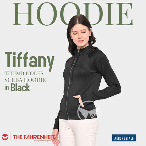 A85-Tiffany-Aeropostale-thumb-holes-SCUBA-HOODIE-Black