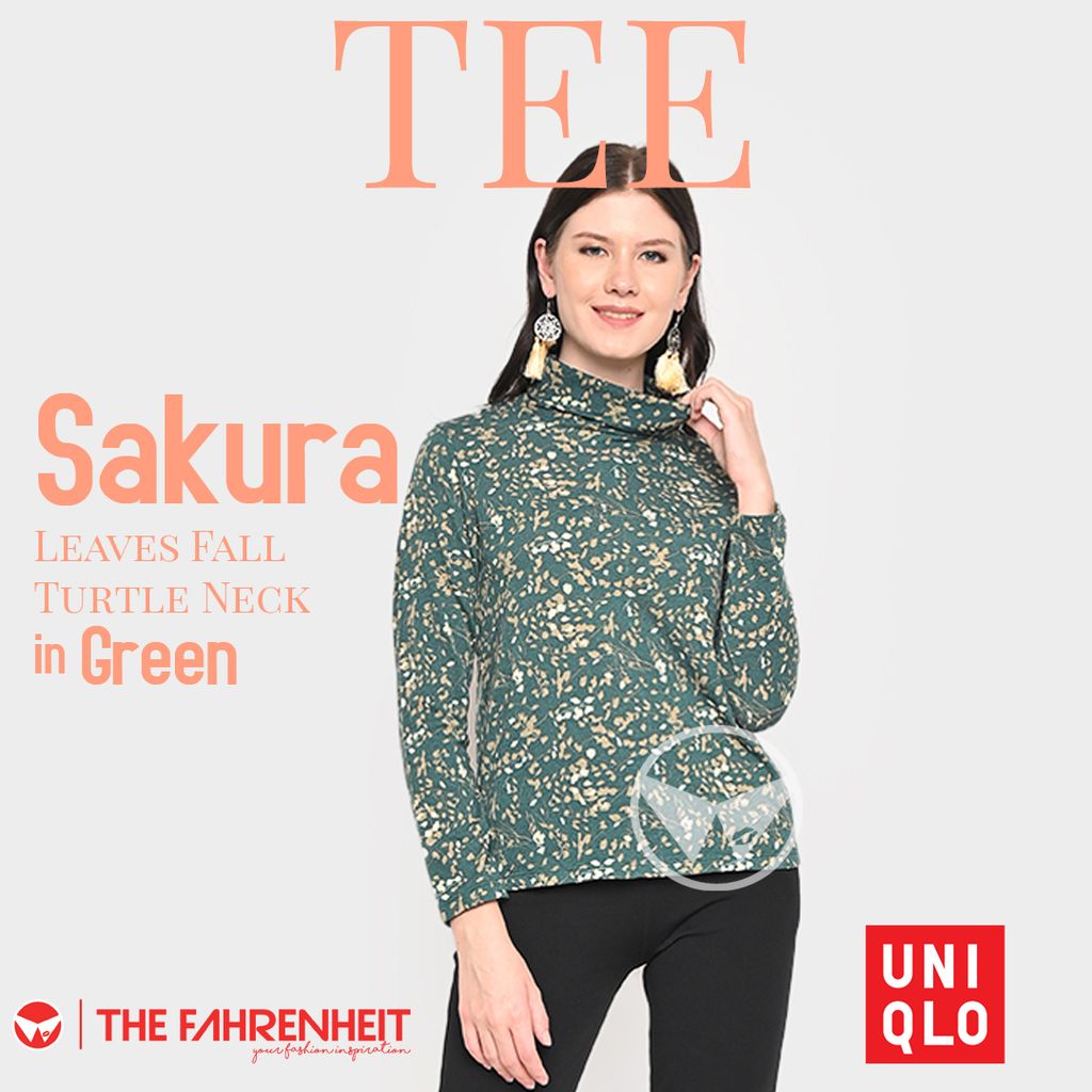 A119-Sakura-Uniqlo-Leaves-Fall-Turtle-Neck-Green
