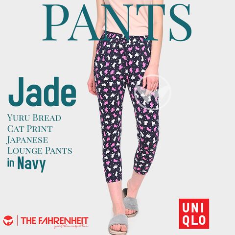 A138-Jade-Uniqlo-Yuru-Bread-Japanese-Lounge-Pants-Navy-Cats