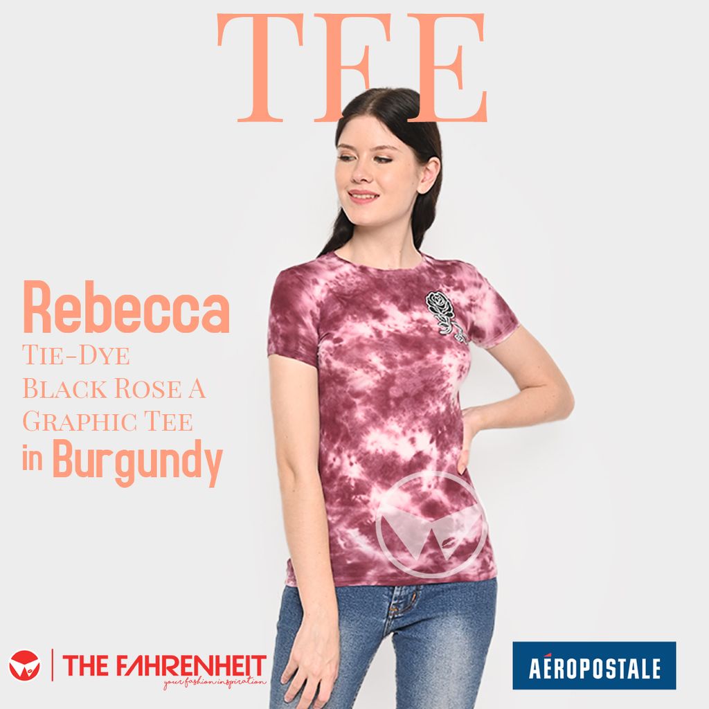 A160-Rebecca-Aeropostale-Tie-Dye-Black-Rose-A-Graphic-Tee-Burgundy