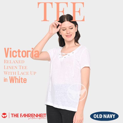 A200-Victoria-Old-Navy-Relaxed-Linen-Tee-With-Lace-Up-White