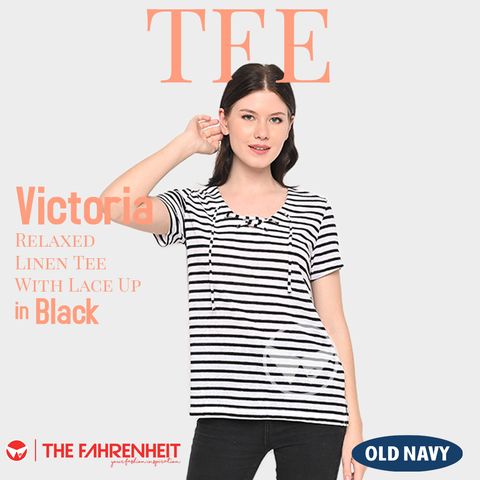 A202-Victoria-Old-Navy-Relaxed-Linen-Tee-With-Lace-Up-Black